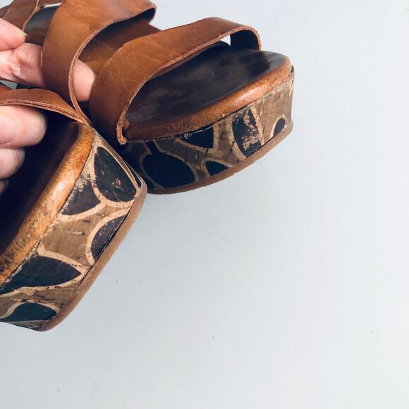 Anthro Naya 'Nalani' Women's 8 Tan Leather Wedge Sandal Strappy Platform - Picture 9 of 11